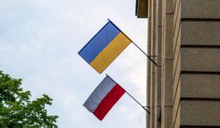 Flaga Ukrainy i Polski. Pl