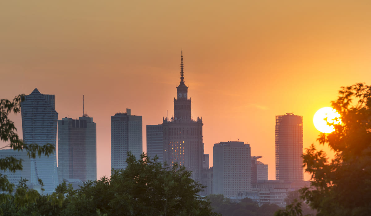 Pałac Kultury i Nauki wieczorem