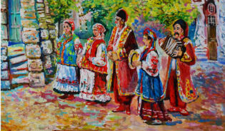 Українці, одягнені в національні костюми, співають народні пісні-UK