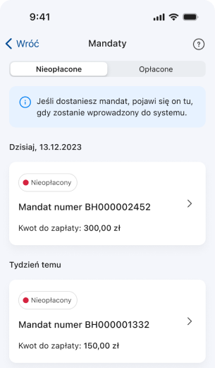 Застосунок mObywatel у закладці штрафів