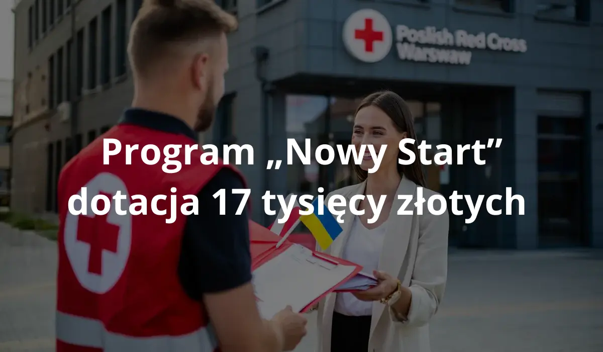 Przedstawiciel organizacji Czerwonego Krzyża udziela pomocy ukraińskiej przedsiębiorczyni